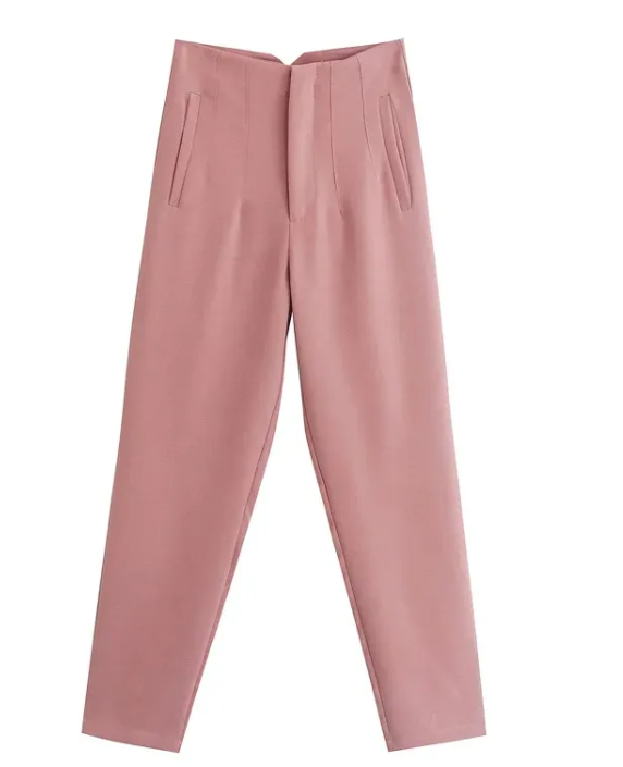 Chic Slim Fit High Waist Trousers