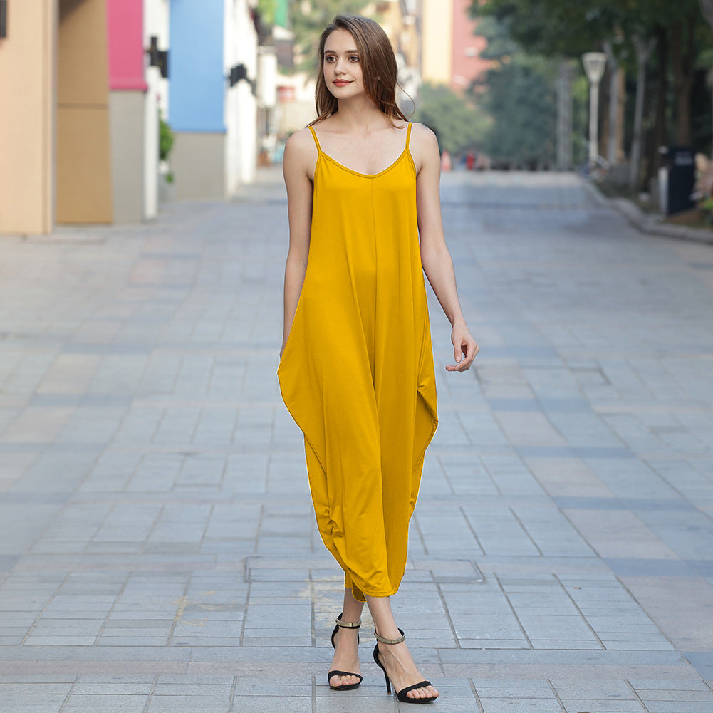 Deep V Neck Jumpsuit
