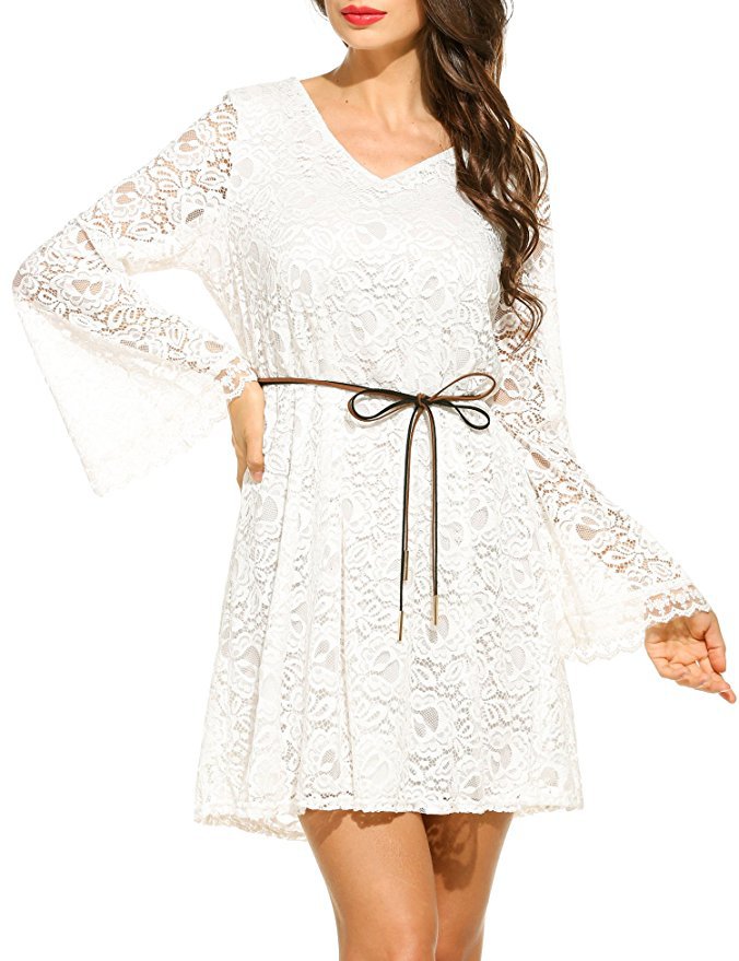 Elegant Lace  V-Neck Dress