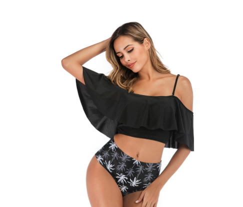 High-Waisted Hollow Swimwear
