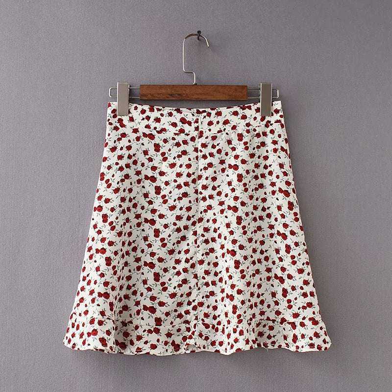Chic Blossom High-Waist A-Line Skirt