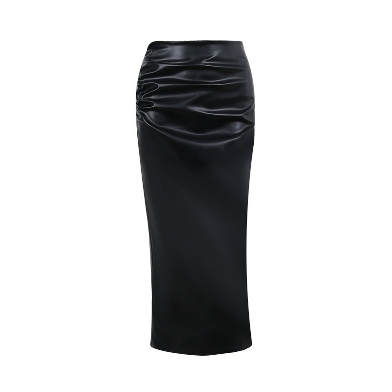 Chic PU Leather High-Waist Midi