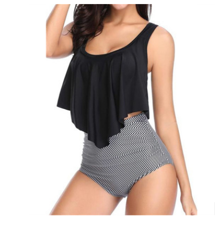 Floral Ruffled High-Waisted Bikini