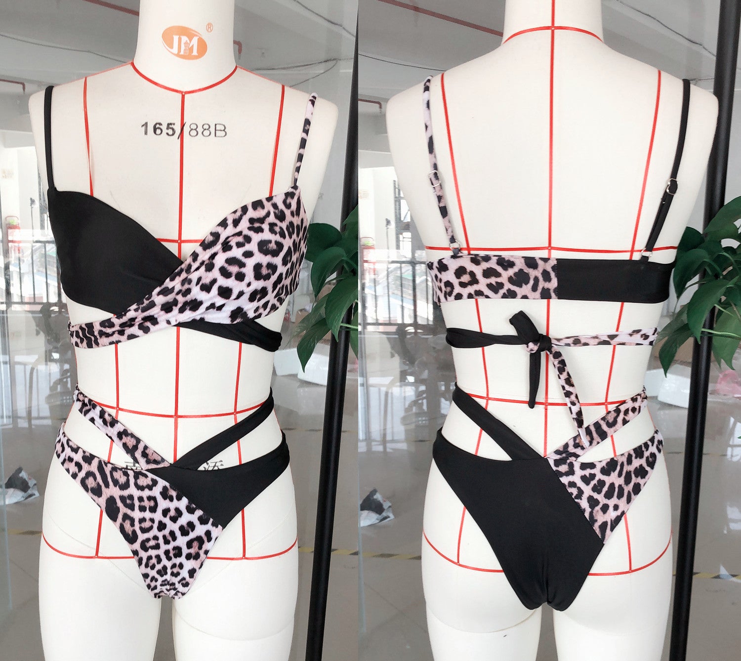 High Waist Leopard Print Bikini Swimsuit for Women