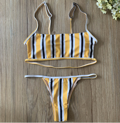 Striped Cut swimsuit Set