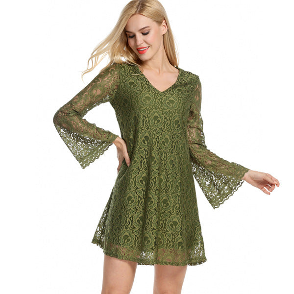 Elegant Lace  V-Neck Dress