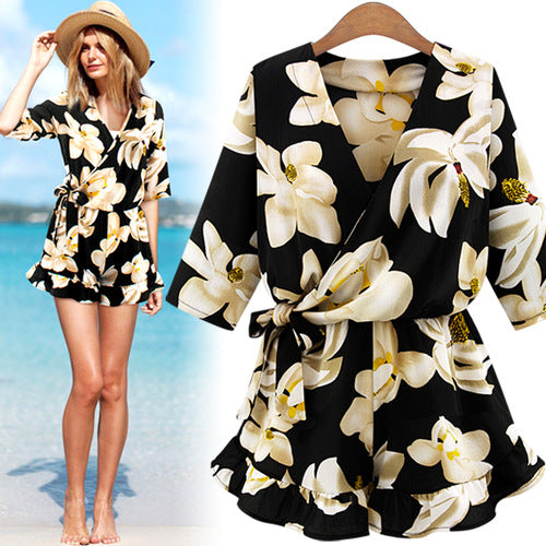 Allinn V-Neck Floral Midi Jumpsuit