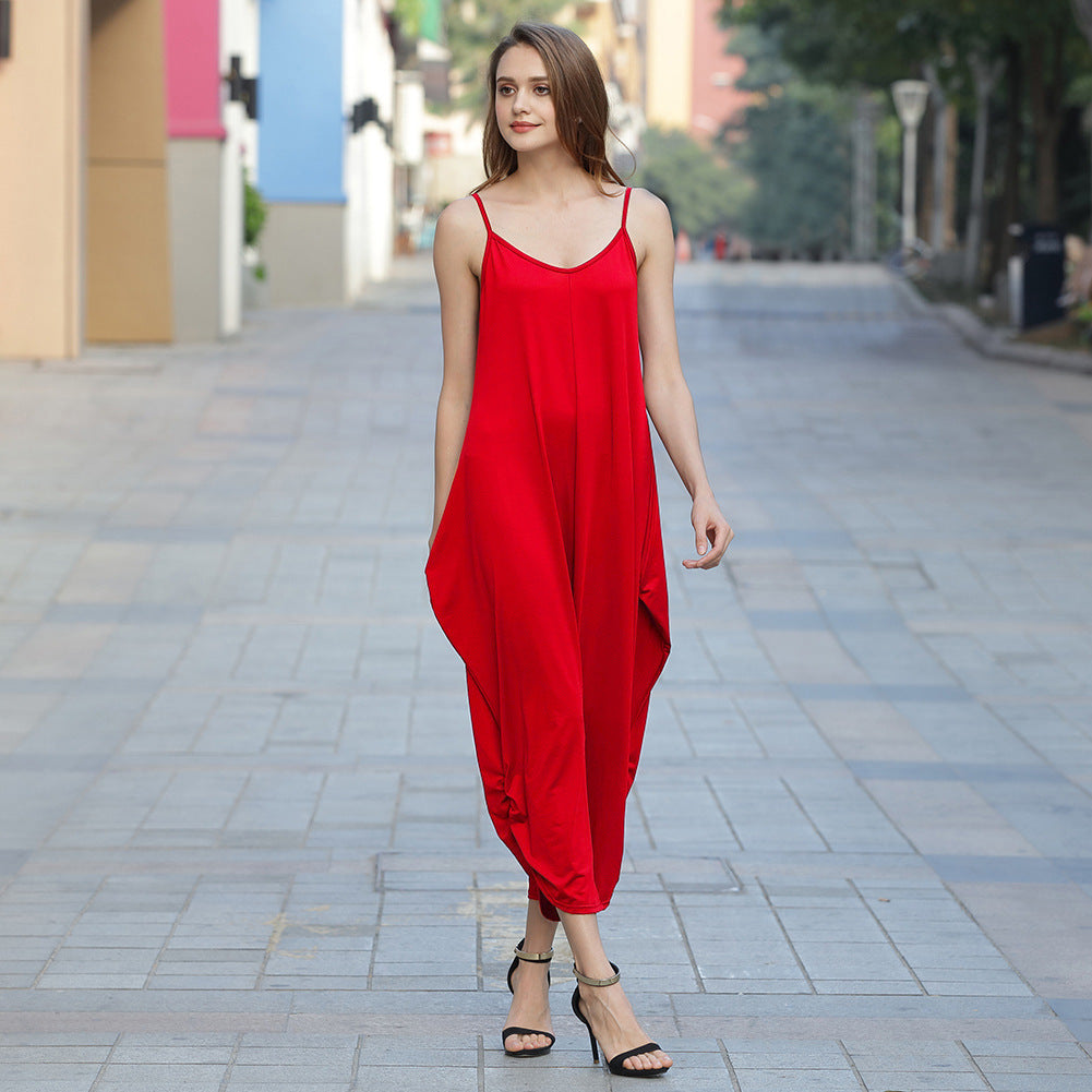 Deep V Neck Jumpsuit