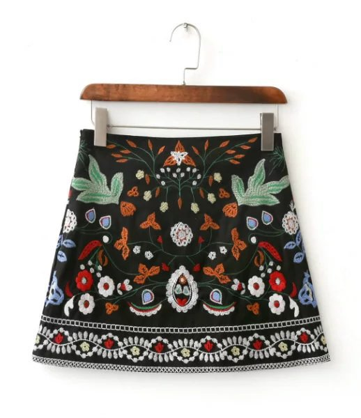 Chic Hand-Embroidered A-Line Skirt
