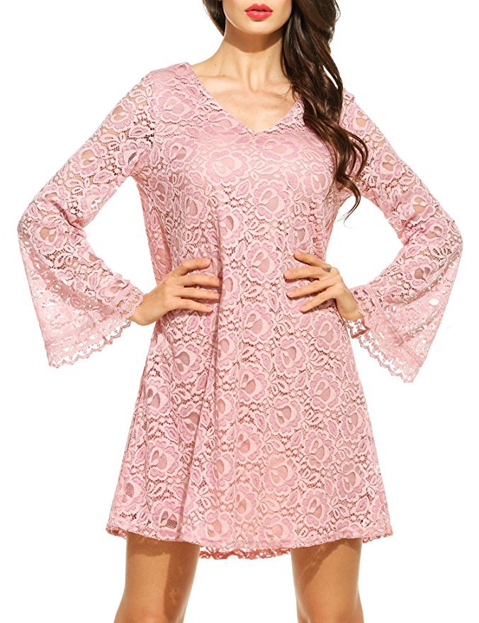 Elegant Lace  V-Neck Dress