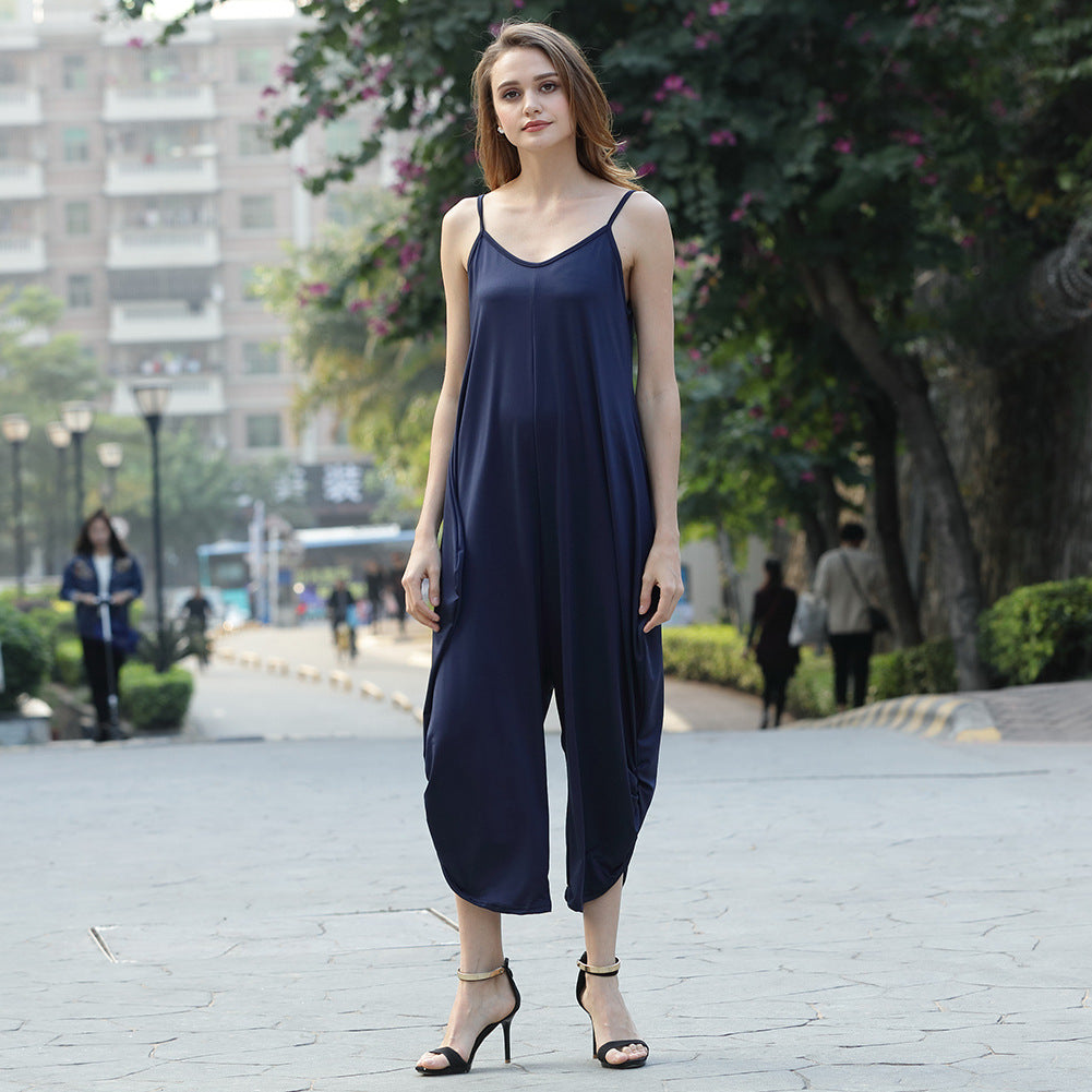 Deep V Neck Jumpsuit