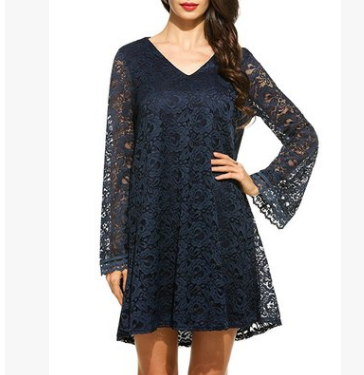 Elegant Lace  V-Neck Dress