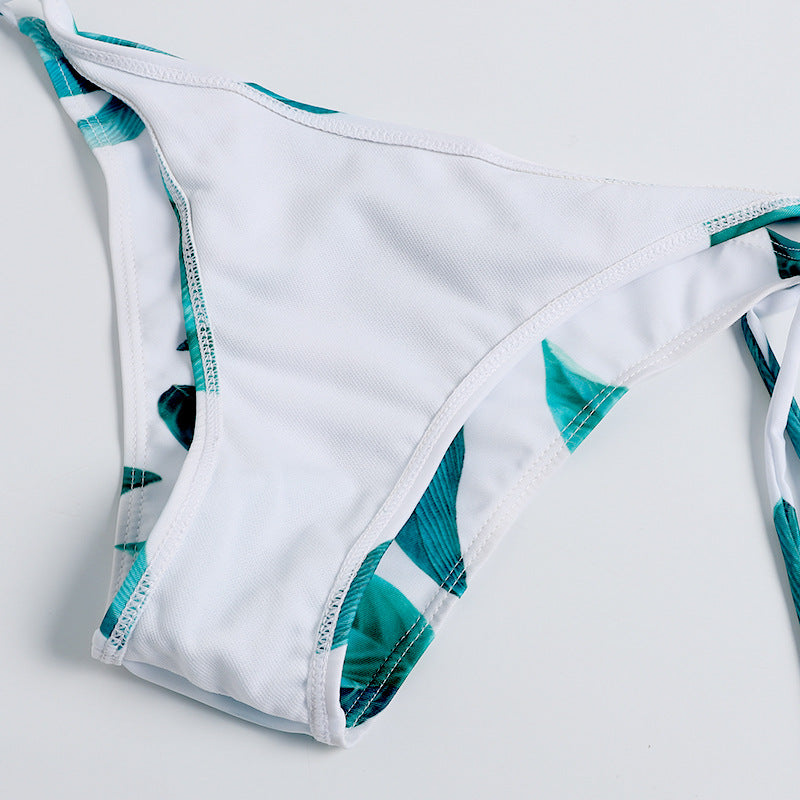 Leaf Print Cross Swimsuit