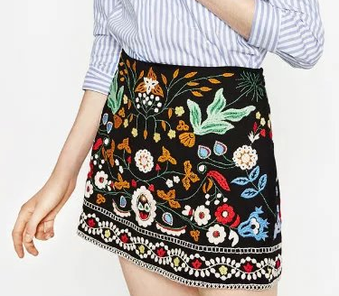 Chic Hand-Embroidered A-Line Skirt
