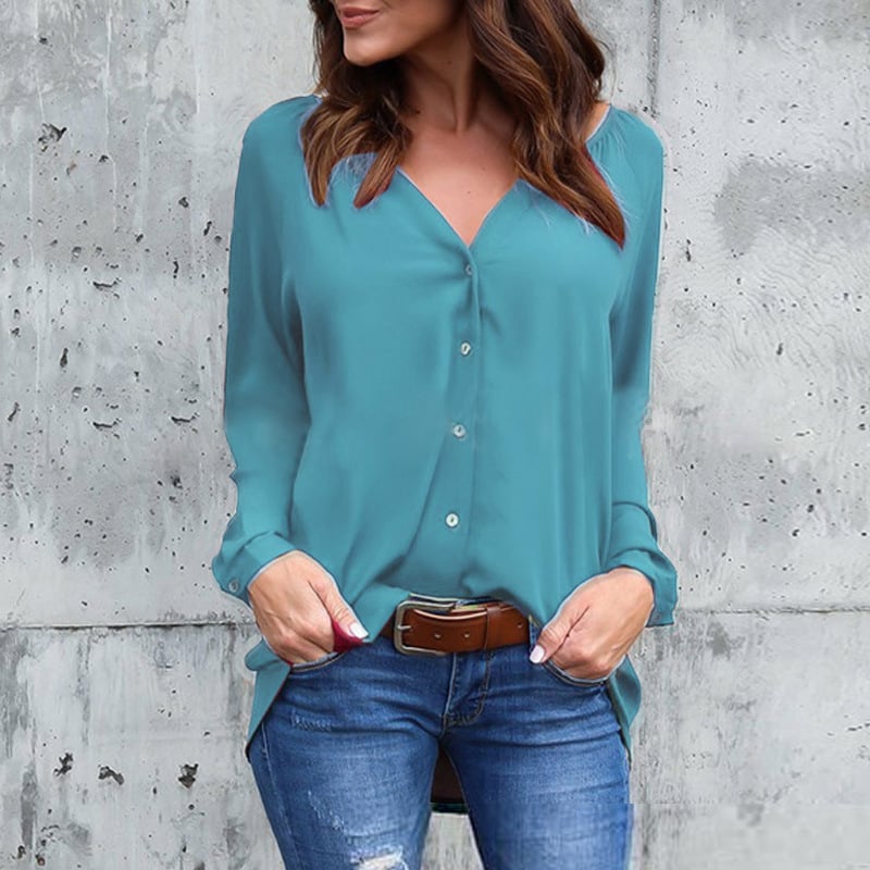 Chic V-Neck Chiffon Casual Blouse