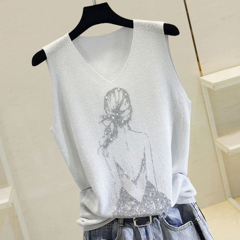 Bright Silk Loose Sleeveless Top