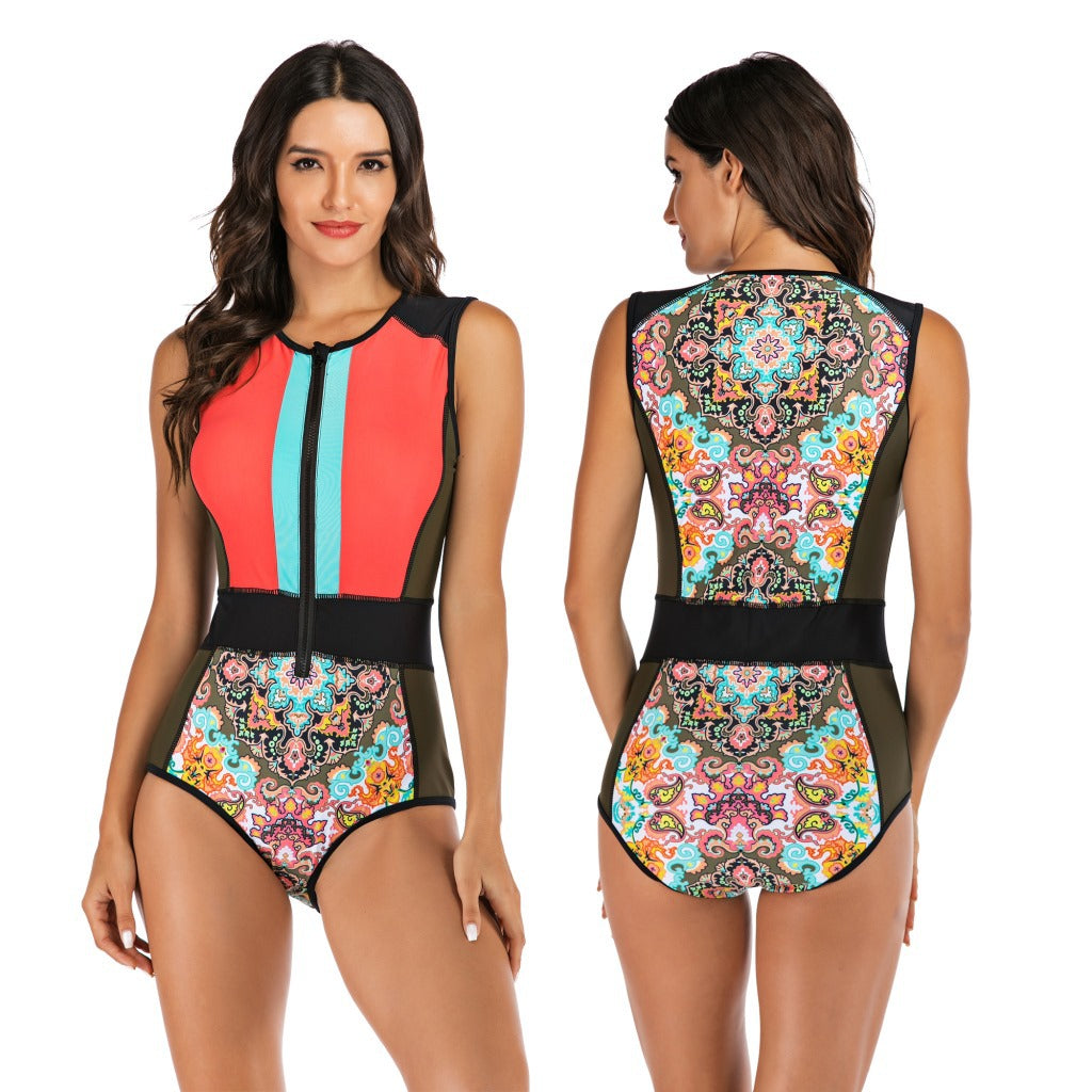 Women's Sleeveless Surfing Swimsuit for Diving