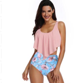 Floral Ruffled High-Waisted Bikini