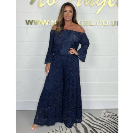 Chic Lace Top & Trousers Ensemble