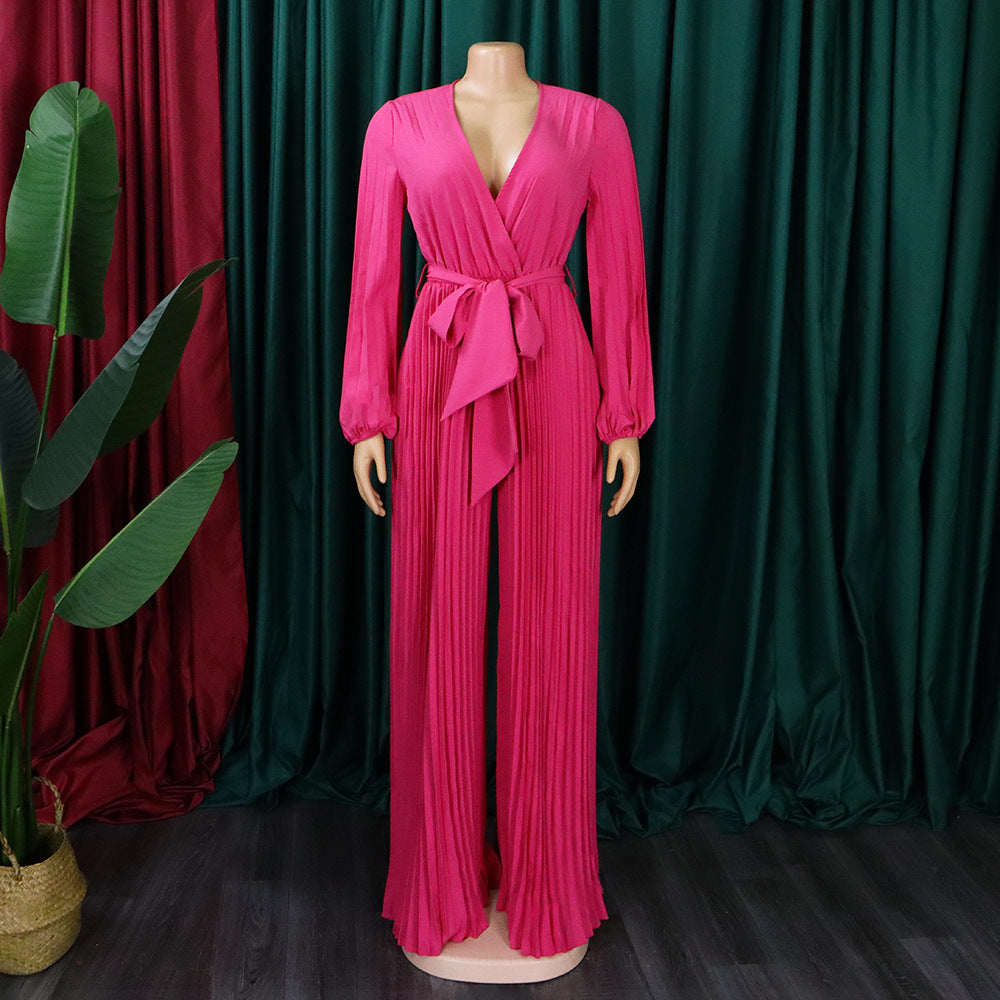Ruffle V-Neck Jumpsuit