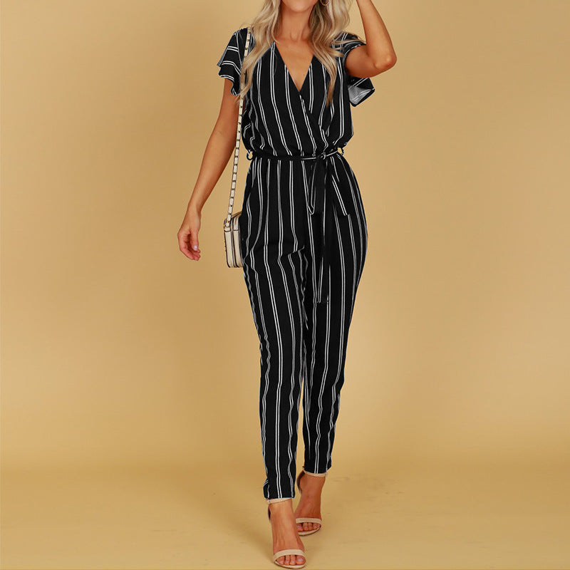 Allinn Striped V-Neck Jumpsuit