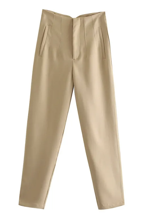 Chic Slim Fit High Waist Trousers