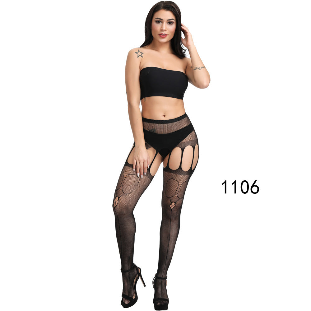 Floral Lace Crotchless Stockings