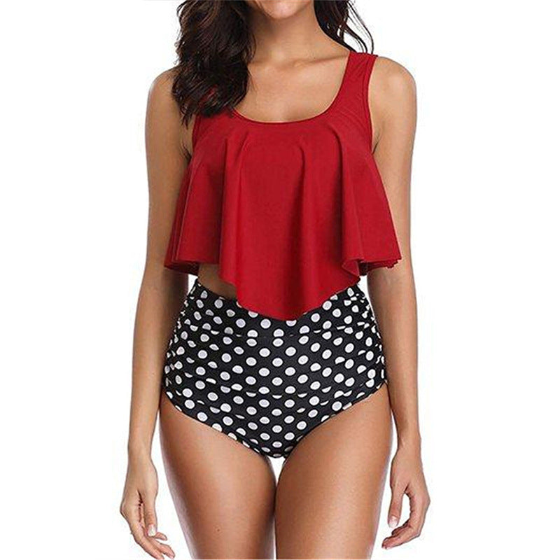 Floral Ruffled High-Waisted Bikini