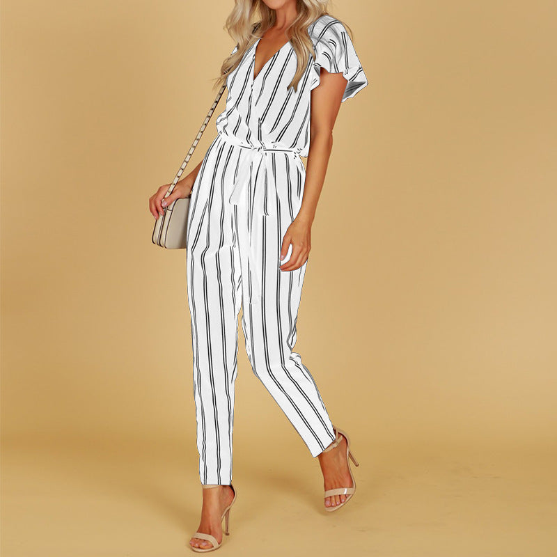Allinn Striped V-Neck Jumpsuit