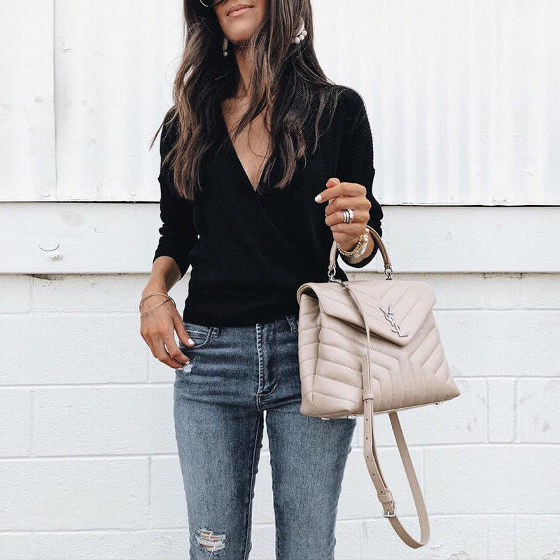 V-Neck Bat Sleeve Top