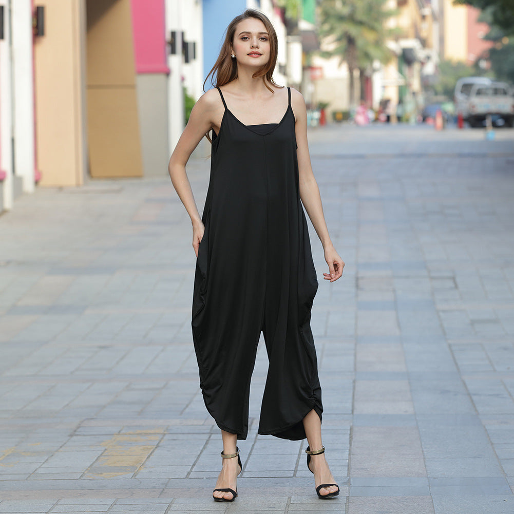 Deep V Neck Jumpsuit