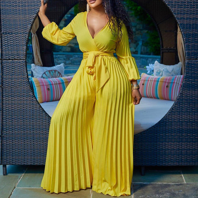 Ruffle V-Neck Jumpsuit