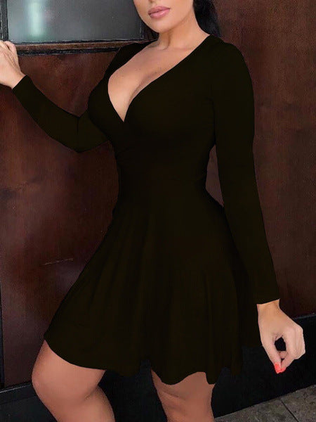Plus Size V-Neck Mid-Length Dress