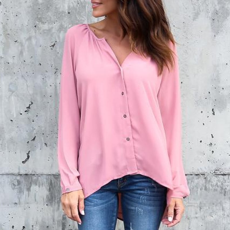 Chic V-Neck Chiffon Casual Blouse