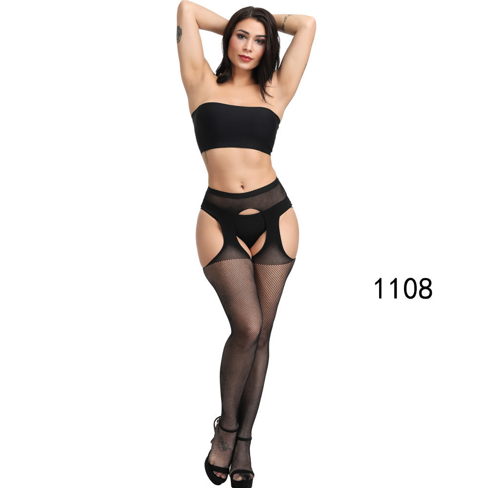 Floral Lace Crotchless Stockings