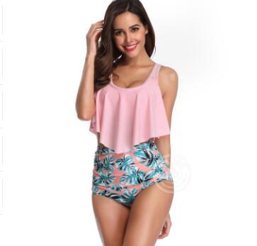 Floral Ruffled High-Waisted Bikini