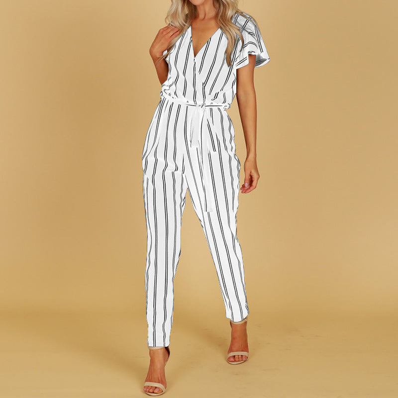 Allinn Striped V-Neck Jumpsuit