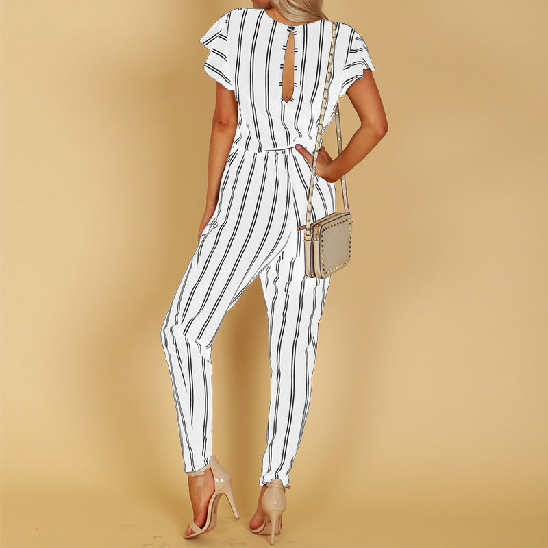 Allinn Striped V-Neck Jumpsuit