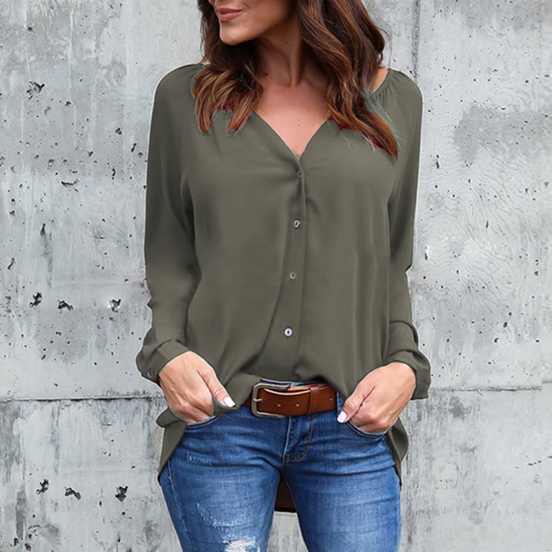 Chic V-Neck Chiffon Casual Blouse