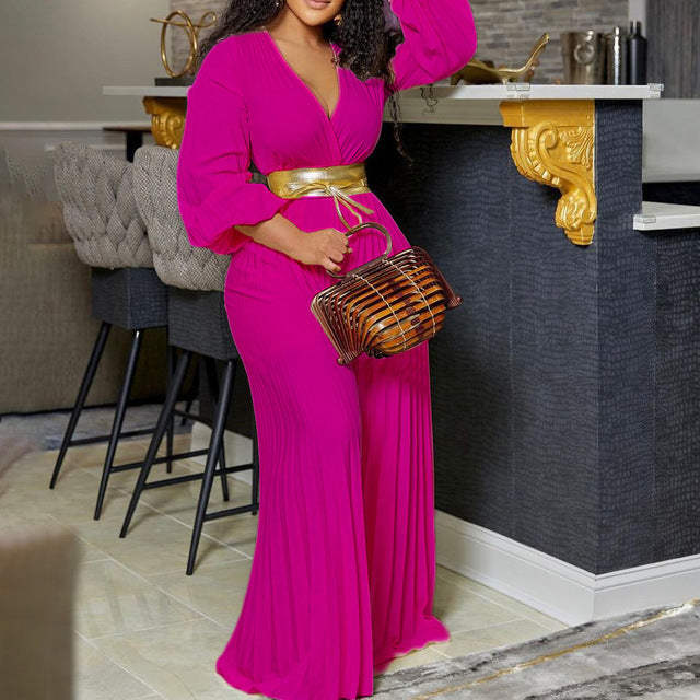Ruffle V-Neck Jumpsuit