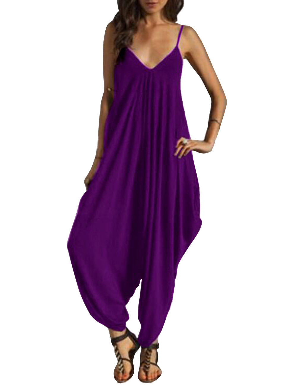 Deep V Neck Jumpsuit