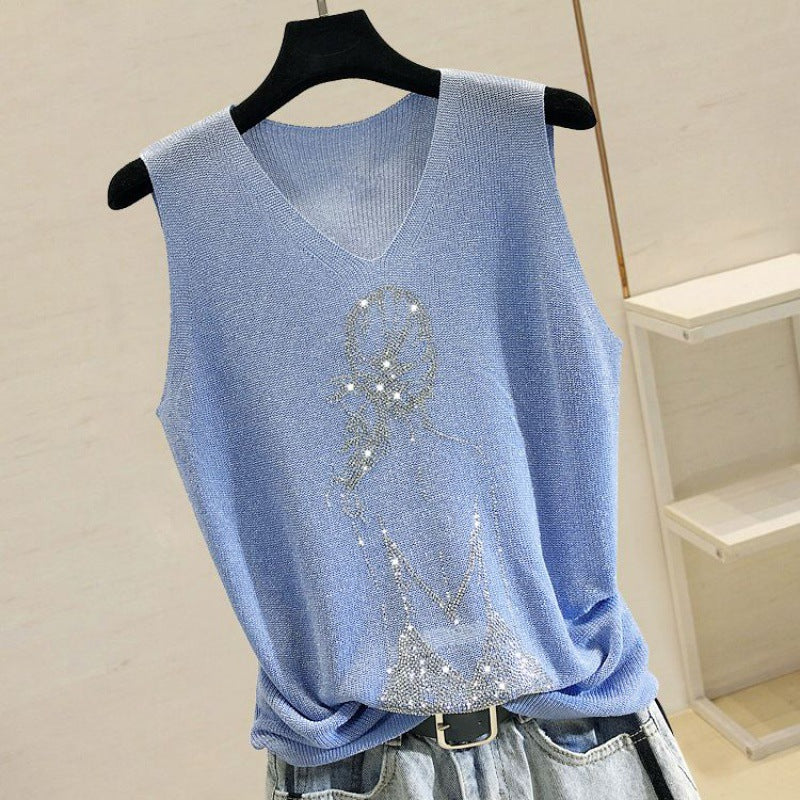 Bright Silk Loose Sleeveless Top