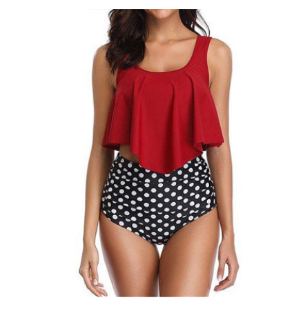 Floral Ruffled High-Waisted Bikini