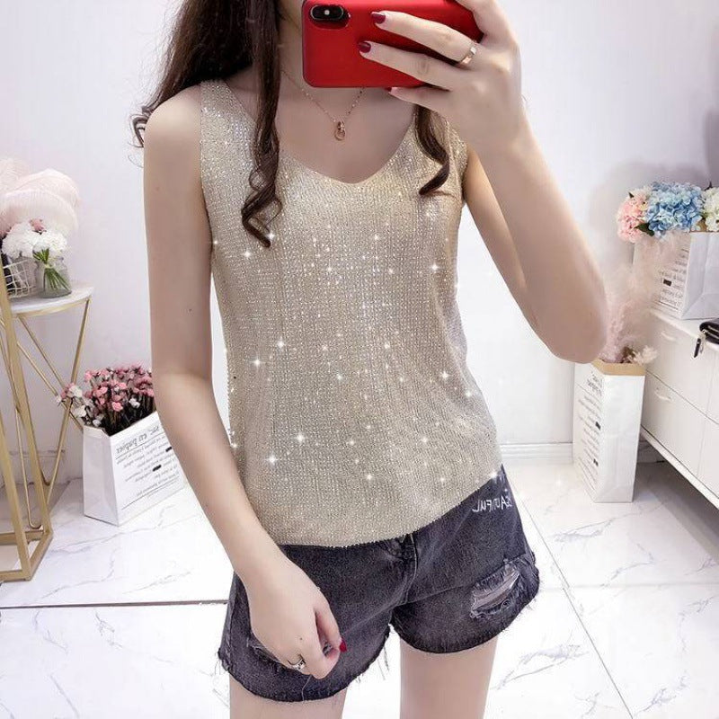 Bright Silk Loose Sleeveless Top