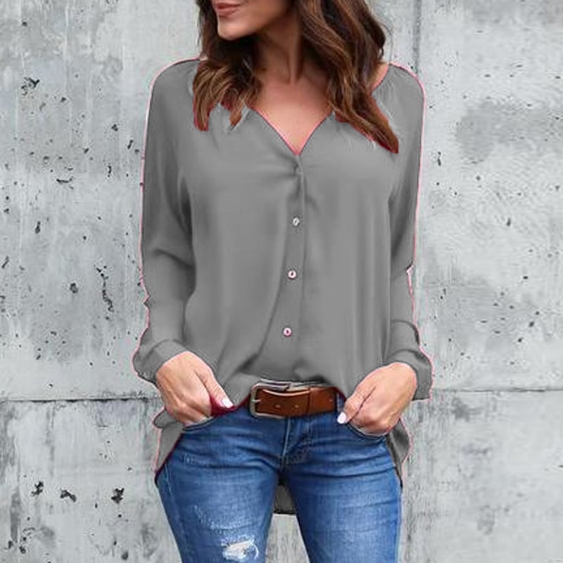 Chic V-Neck Chiffon Casual Blouse